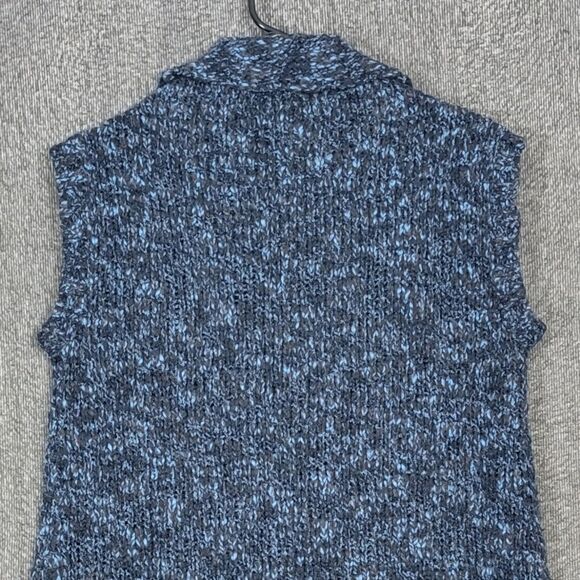 Chicos Cardigan Sweater Vest 1 Womens Medium Blue Black Wool Blend Knit Tunic - Picture 8 of 11